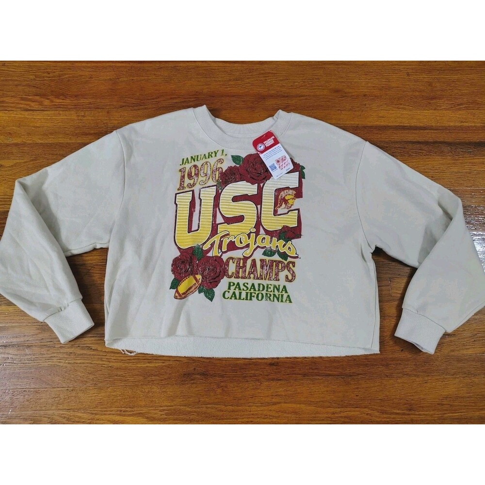 Usc Womens Cropped Sweater Pullover Size Medium Trojans 1996 Champs California
